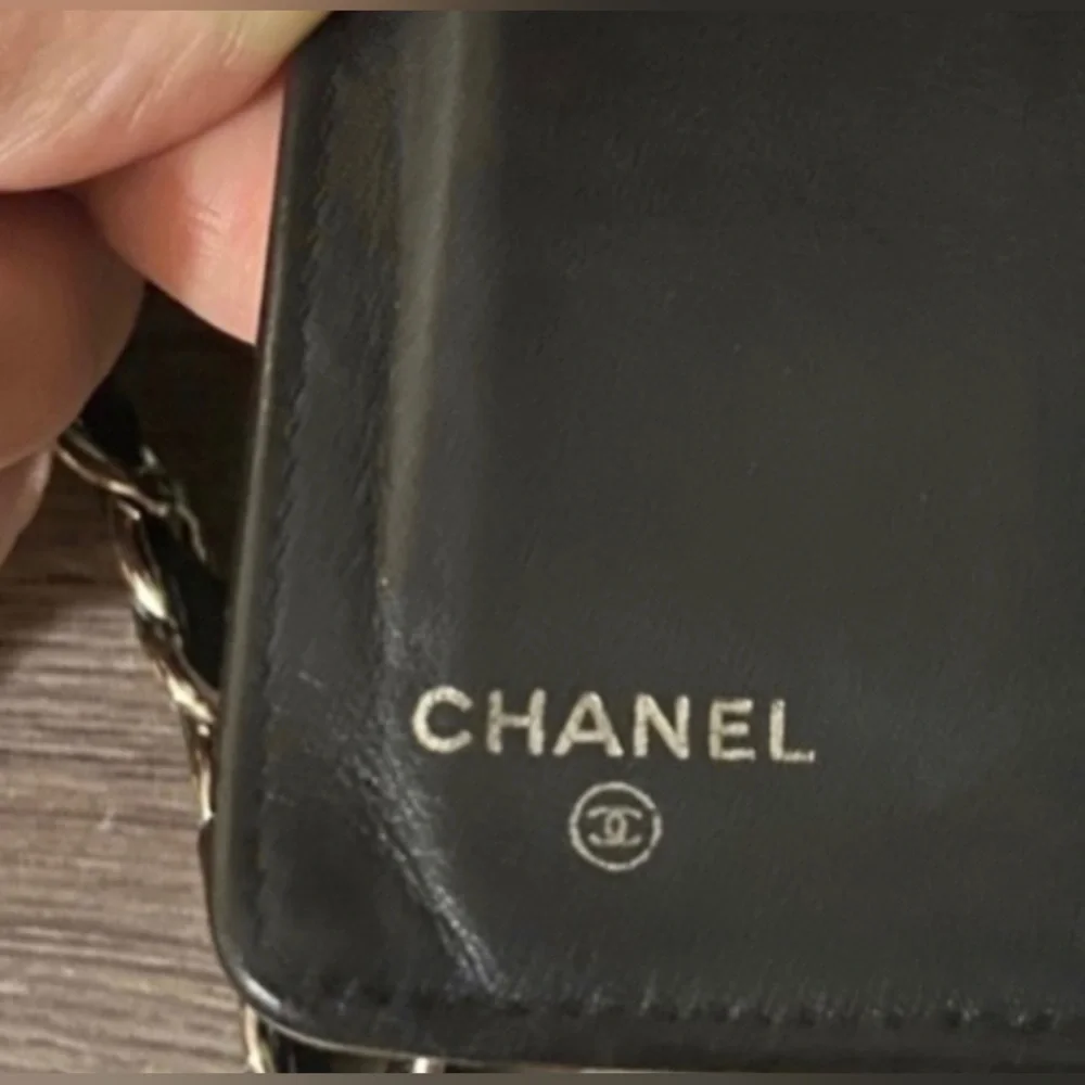 🐼🖤Chanel Sevruga CC Logo Wallet with Crossbody or Shoulder Style Chain Bag